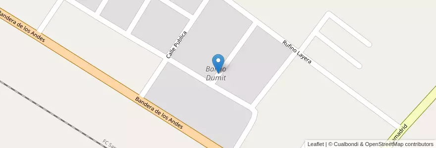 Mapa de ubicacion de Barrio Dumit en アルゼンチン, チリ, メンドーサ州, Departamento Maipú, Distrito San Roque.