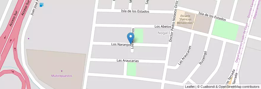 Mapa de ubicacion de Barrio El Nogal I y II en Argentine, Chili, Mendoza, Departamento Luján De Cuyo, Distrito Carrodilla, Luján De Cuyo.