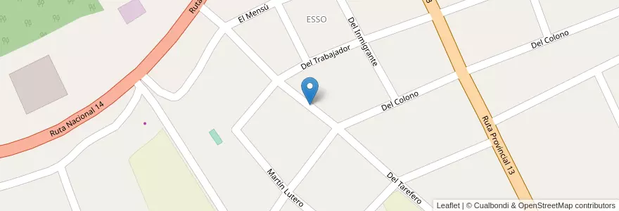 Mapa de ubicacion de Barrio Esso en Argentinië, Misiones, Departamento Guaraní, Municipio De San Vicente.