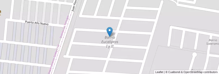 Mapa de ubicacion de Barrio Eucaliptos I y II en Argentine, Chili, Mendoza, Godoy Cruz, Maipú.