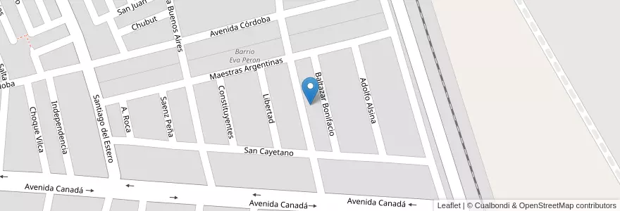 Mapa de ubicacion de Barrio Eva peron en アルゼンチン, フフイ州, Departamento El Carmen, Municipio De Perico, Perico.