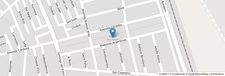 Mapa de ubicacion de Barrio Eva Peron en Argentina, Jujuy, Departamento El Carmen, Municipio De Perico, Perico.