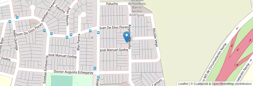 Mapa de ubicacion de Barrio Fermín Rodríguez en 阿根廷, San Juan, 智利, Capital.