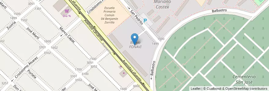 Mapa de ubicacion de Barrio FONAVI, Flores en Аргентина, Буэнос-Айрес, Comuna 7, Буэнос-Айрес.