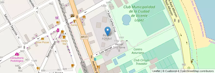 Mapa de ubicacion de Barrio FONAVI en Argentinien, Provinz Buenos Aires, Partido De Vicente López, Vicente López.