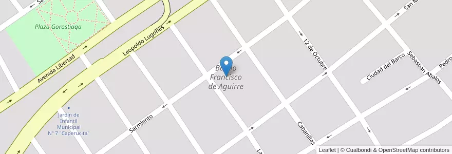 Mapa de ubicacion de Barrio Francisco de Aguirre en Аргентина, Сантьяго-Дель-Эстеро, Departamento Capital, Santiago Del Estero.