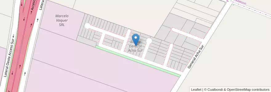 Mapa de ubicacion de Barrio General Acha Sur en Argentina, San Juan, Cile, Pocito.
