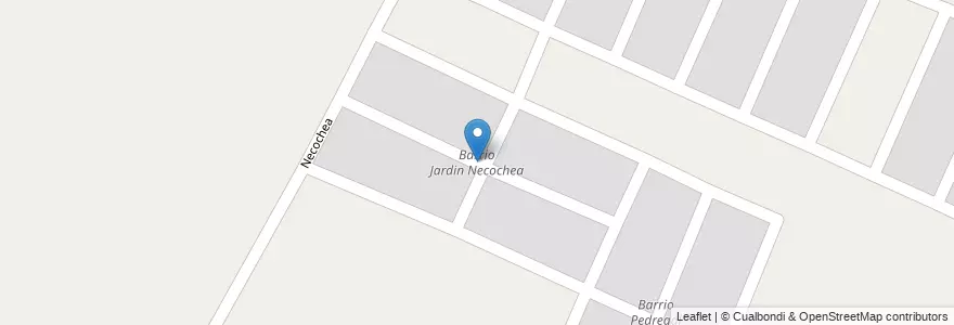 Mapa de ubicacion de Barrio Jardin Necochea en الأرجنتين, تشيلي, Mendoza, Departamento Maipú, Distrito Rodeo Del Medio.