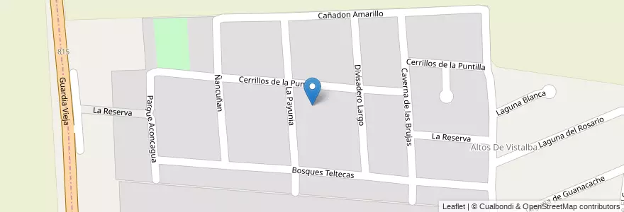 Mapa de ubicacion de Barrio Jardin Vistlaba en Arjantin, Şili, Mendoza, Departamento Luján De Cuyo, Luján De Cuyo, Distrito Vistabla.