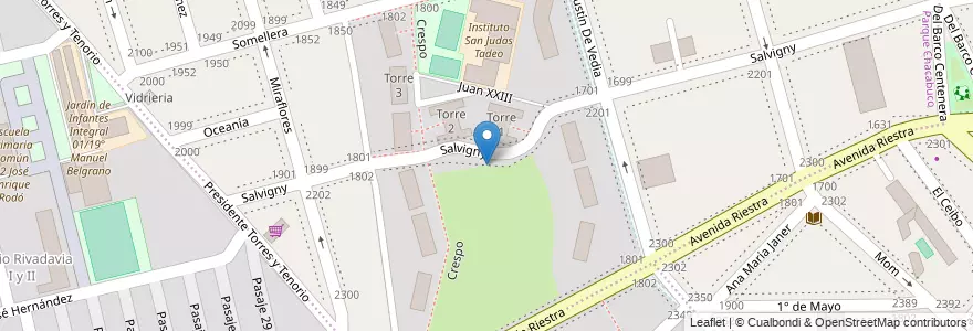 Mapa de ubicacion de Barrio Juan XXIII, Flores en アルゼンチン, Ciudad Autónoma De Buenos Aires, Comuna 7, ブエノスアイレス.