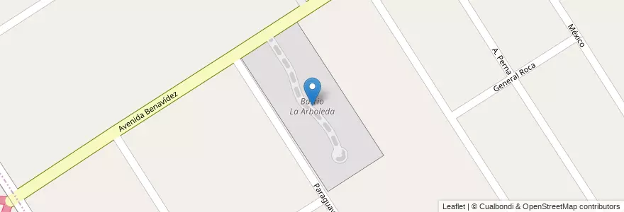 Mapa de ubicacion de Barrio La Arboleda en アルゼンチン, ブエノスアイレス州, Partido De Tigre, Benavídez.