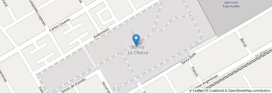 Mapa de ubicacion de Barrio La Chacra en アルゼンチン, ブエノスアイレス州, Partido De San Fernando, Victoria.