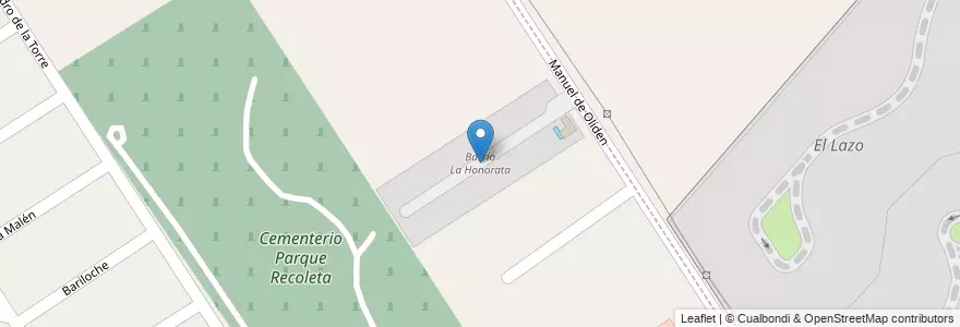 Mapa de ubicacion de Barrio La Honorata en アルゼンチン, ブエノスアイレス州, Partido Del Pilar, Del Viso.