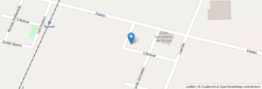 Mapa de ubicacion de Barrio La Superiora en アルゼンチン, チリ, メンドーサ州, Departamento Maipú, Distrito Russell.