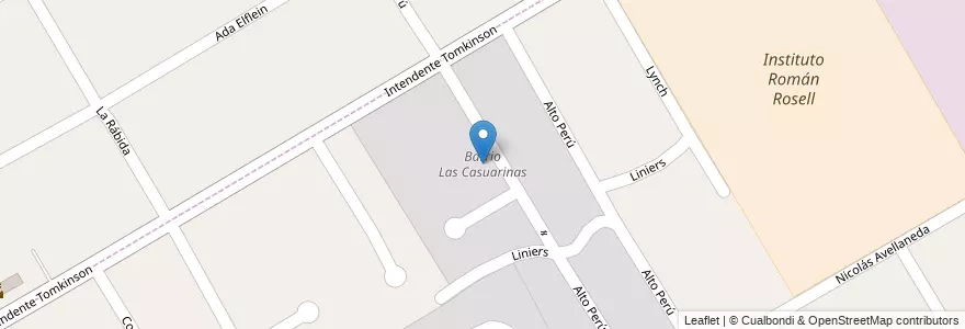 Mapa de ubicacion de Barrio Las Casuarinas en 아르헨티나, 부에노스아이레스주, Partido De San Isidro, San Isidro.