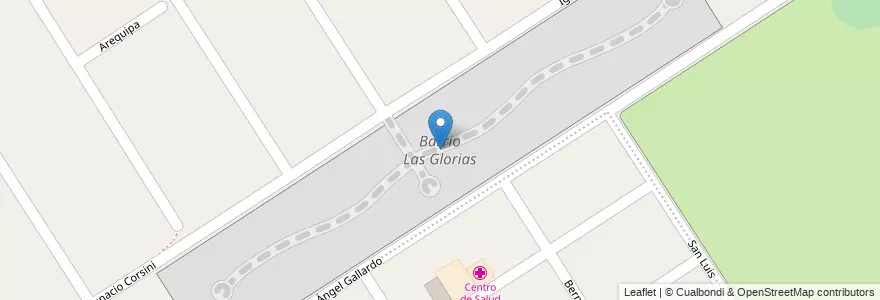 Mapa de ubicacion de Barrio Las Glorias en アルゼンチン, ブエノスアイレス州, Partido De Tigre, Benavídez.