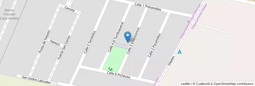 Mapa de ubicacion de Barrio Los Aromos en アルゼンチン, チリ, メンドーサ州, Departamento Maipú, Departamento Luján De Cuyo, Distrito Carrodilla, Luján De Cuyo, Maipú.