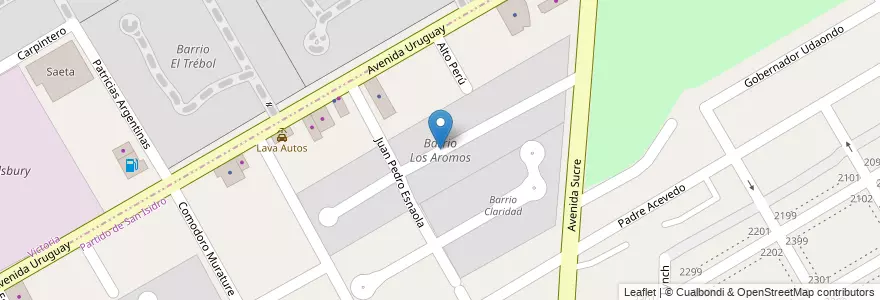 Mapa de ubicacion de Barrio Los Aromos en 아르헨티나, 부에노스아이레스주, Partido De San Isidro, Beccar.