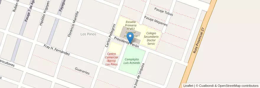 Mapa de ubicacion de Barrio Los Pinos en Argentina, Corrientes, Departamento Bella Vista, Municipio De Bella Vista.