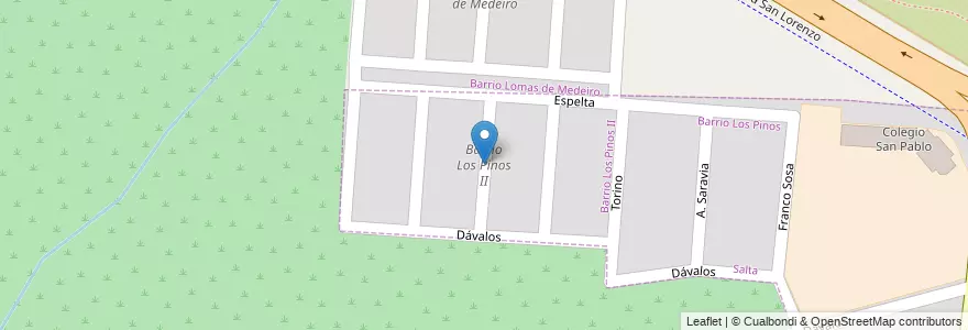 Mapa de ubicacion de Barrio Los Pinos II en アルゼンチン, サルタ州, Capital, Municipio De Salta, Salta.