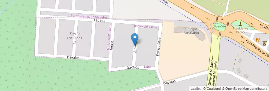 Mapa de ubicacion de Barrio Los Pinos en Argentinië, Salta, Capital, Municipio De Salta, Salta.