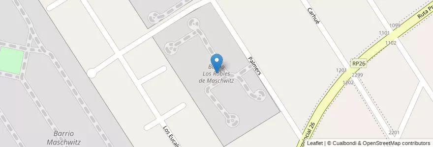 Mapa de ubicacion de Barrio Los Robles de Maschwitz en Argentinië, Buenos Aires, Partido De Escobar, Ingeniero Maschwitz.