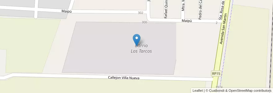 Mapa de ubicacion de Barrio Los Tarcos en アルゼンチン, チリ, メンドーサ州, Departamento Luján De Cuyo, Distrito Perdriel.