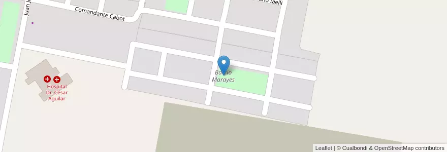 Mapa de ubicacion de Barrio Marayes en アルゼンチン, サンフアン州, チリ, Caucete.