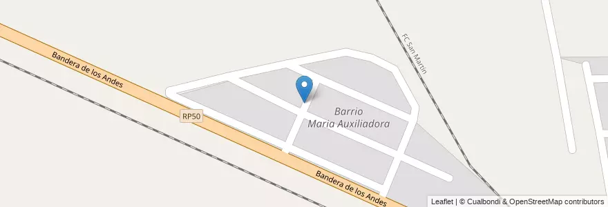 Mapa de ubicacion de Barrio Maria Auxiliadora en Аргентина, Чили, Мендоса, Departamento Maipú, Distrito Rodeo Del Medio.