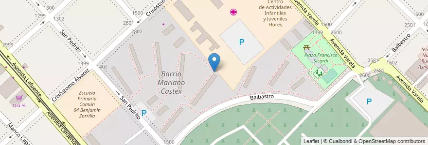 Mapa de ubicacion de Barrio Mariano Castex, Flores en Аргентина, Буэнос-Айрес, Comuna 7, Буэнос-Айрес.