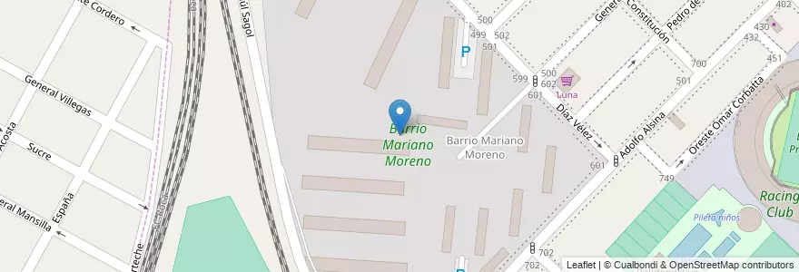 Mapa de ubicacion de Barrio Mariano Moreno en Argentine, Province De Buenos Aires, Partido De Avellaneda.