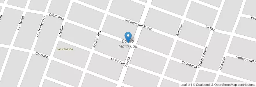 Mapa de ubicacion de Barrio Marti Coll en Argentine, Tucumán, Departamento Yerba Buena, Yerba Buena.