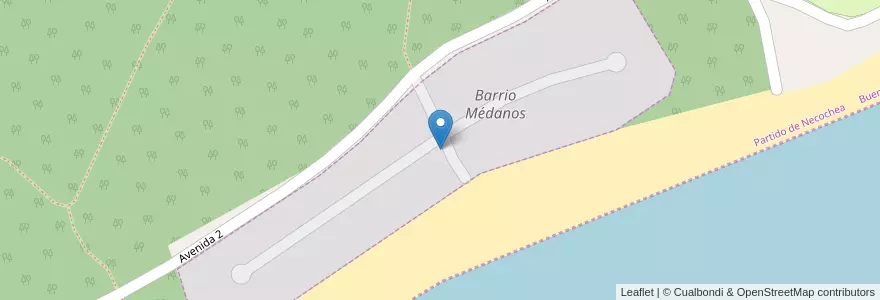 Mapa de ubicacion de Barrio Médanos en آرژانتین, استان بوئنوس آیرس, Partido De Necochea, Necochea.