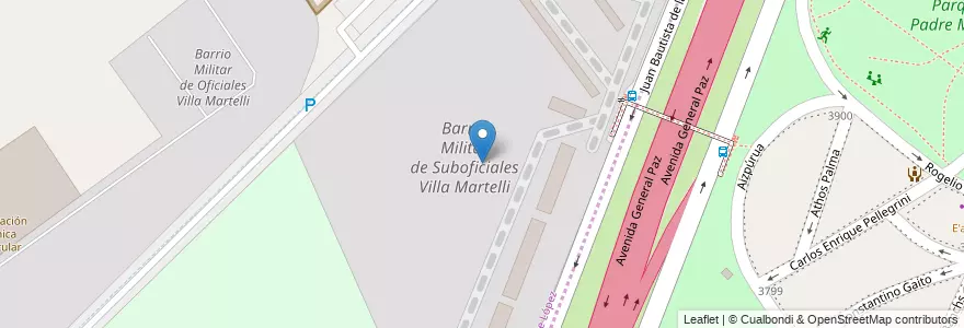 Mapa de ubicacion de Barrio Militar de Suboficiales Villa Martelli en アルゼンチン, ブエノスアイレス州, Partido De Vicente López, Vicente López.