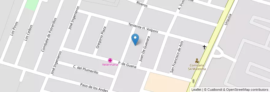 Mapa de ubicacion de Barrio Monseñor Maresma en Argentine, Chili, Mendoza, Departamento Maipú, Distrito Luzuriaga, Maipú.