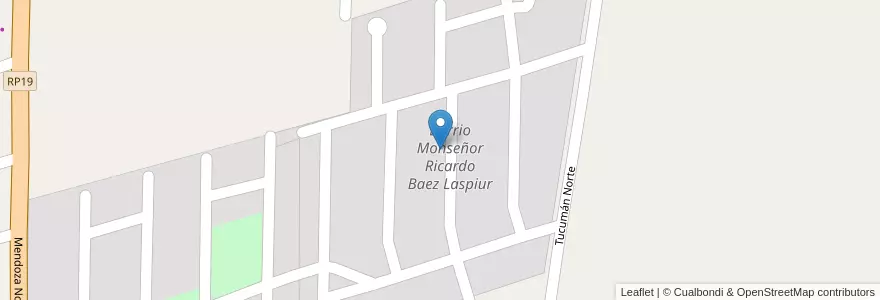 Mapa de ubicacion de Barrio Monseñor Ricardo Baez Laspiur en アルゼンチン, サンフアン州, チリ, Chimbas.