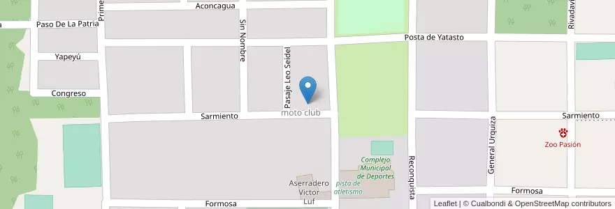Mapa de ubicacion de Barrio Motoclub en アルゼンチン, ミシオネス州, Departamento Libertador General San Martín, Municipio De Puerto Rico.