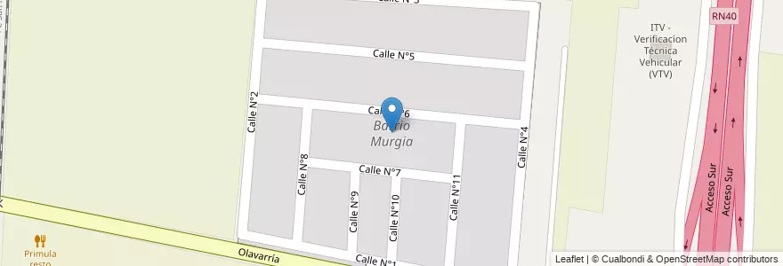 Mapa de ubicacion de Barrio Murgia en アルゼンチン, チリ, メンドーサ州, Departamento Luján De Cuyo, Distrito Perdriel.