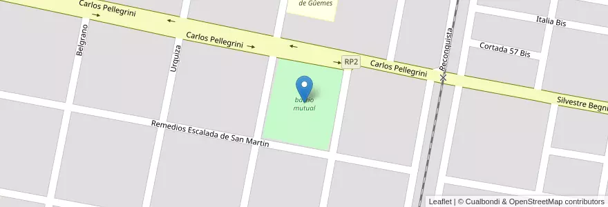 Mapa de ubicacion de barrio mutual en Arjantin, Santa Fe, Departamento San Justo, Municipio De San Justo, San Justo.