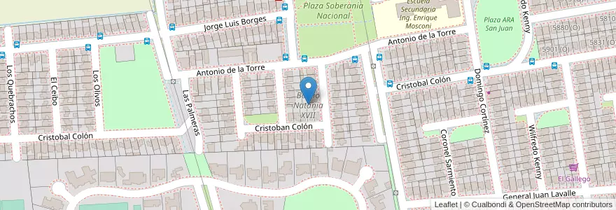 Mapa de ubicacion de Barrio Natania XVII en Argentina, San Juan, Chile, Rivadavia.