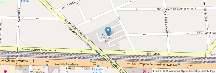 Mapa de ubicacion de Barrio Neptuno 54 en 아르헨티나, 부에노스아이레스주.