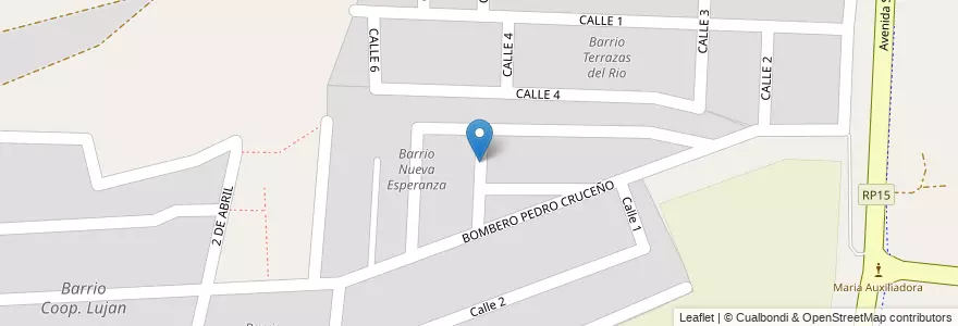 Mapa de ubicacion de Barrio Nueva Esperanza en アルゼンチン, チリ, メンドーサ州, Departamento Luján De Cuyo, Distrito Perdriel.