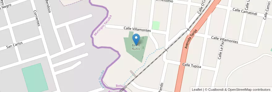 Mapa de ubicacion de Barrio Nuevo en Yacuíba, Profesor Salvador Mazza.