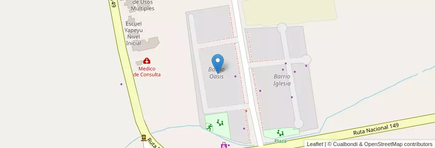 Mapa de ubicacion de Barrio Oasis en Argentine, San Juan, Chili, Iglesia.