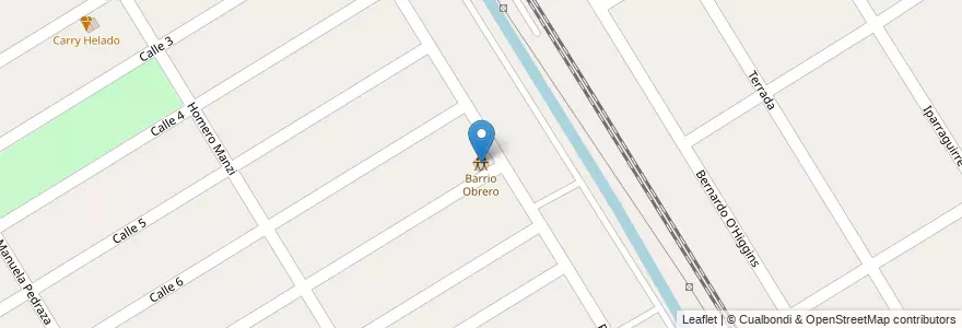 Mapa de ubicacion de Barrio Obrero en Argentinië, Buenos Aires, Partido De Lomas De Zamora, Ingeniero Budge.