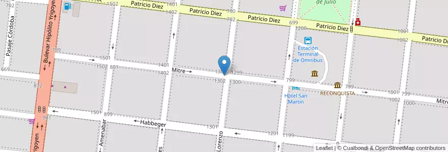 Mapa de ubicacion de Barrio Oeste en Argentinien, Santa Fe, Departamento General Obligado, Municipio De Reconquista, Reconquista.
