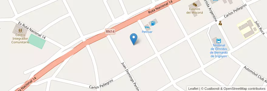 Mapa de ubicacion de Barrio Oficiales Monte XVIII en アルゼンチン, ミシオネス州, Departamento General Manuel Belgrano, Municipio De Bernardo De Irigoyen.