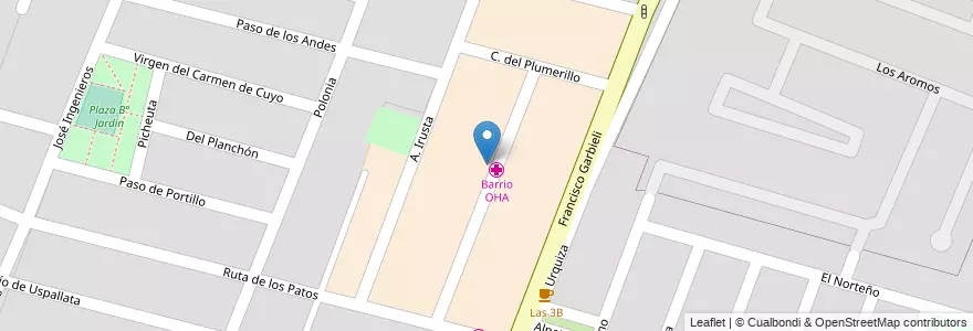 Mapa de ubicacion de Barrio OHA en Arjantin, Şili, Mendoza, Departamento Maipú, Distrito Luzuriaga, Maipú.
