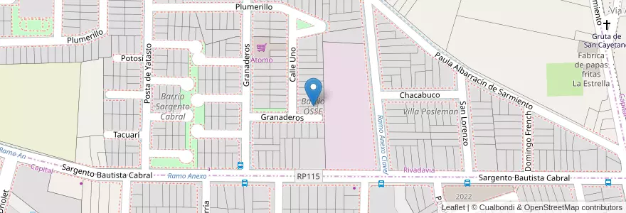 Mapa de ubicacion de Barrio OSSE en Argentinien, San Juan, Chile, Capital.