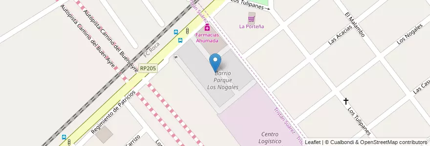 Mapa de ubicacion de Barrio Parque Los Nogales en Argentina, Buenos Aires, Partido De Ezeiza, Tristán Suárez.